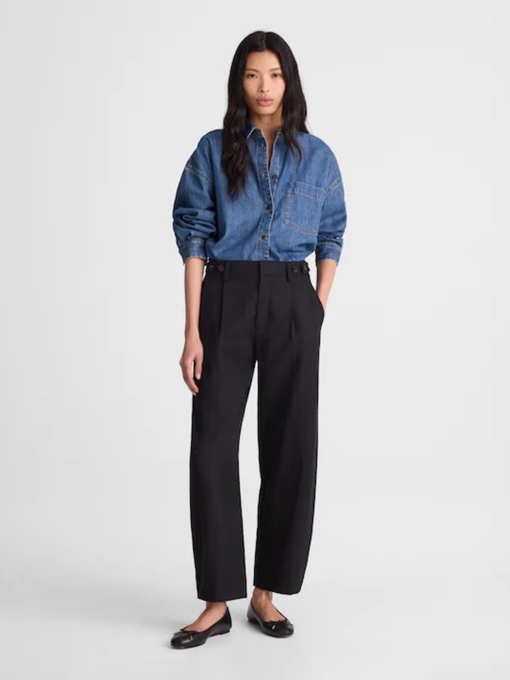 NWT Madewell The Short Barrel-Leg Pant in Drapey Twill black women's 12s minimal